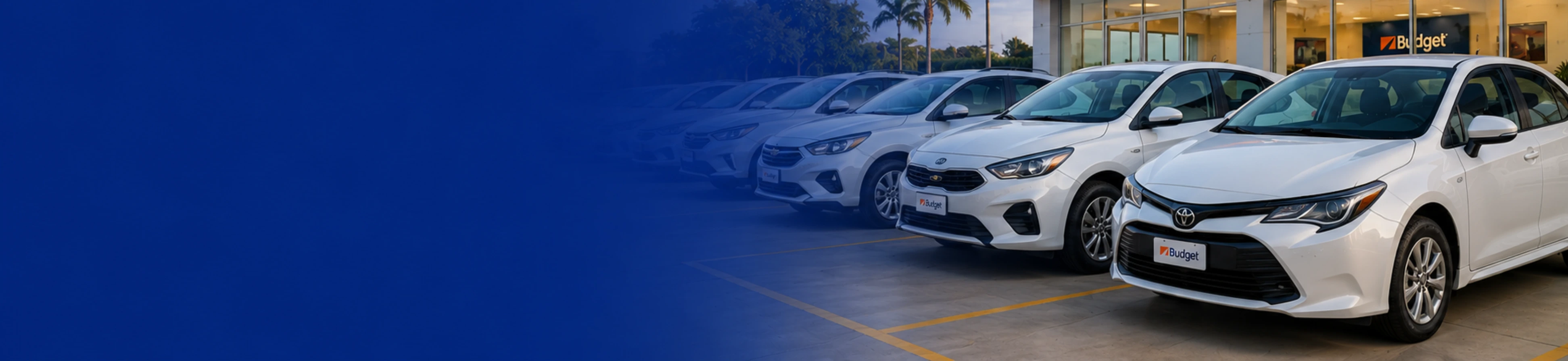 Flota de autos Budget México en estacionamiento